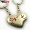 Customize girls ladies half heart metal iron couple paris souvenir keychain